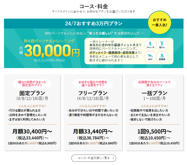 24/7Workout　料金プラン